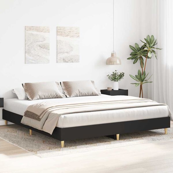 vidaXL Cadre de lit sans matelas noir 160x200 cm bois d'ing&eacute;nierie