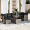 vidaXL Salon de jardin 8 pcs avec coussins gris r&eacute;sine tress&eacute;e