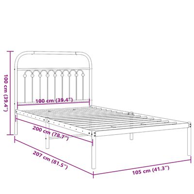 vidaXL Cadre de lit métal sans matelas et tête de lit blanc 100x200 cm