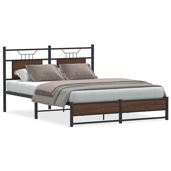 vidaXL Cadre de lit sans matelas ch&ecirc;ne marron 140x190 cm