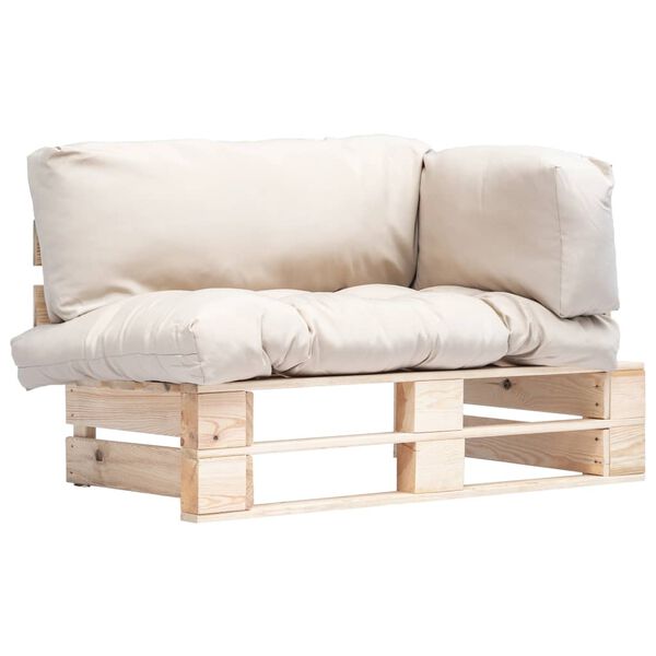 vidaXL Canap&eacute; de jardin palette avec coussins sable Pin&egrave;de