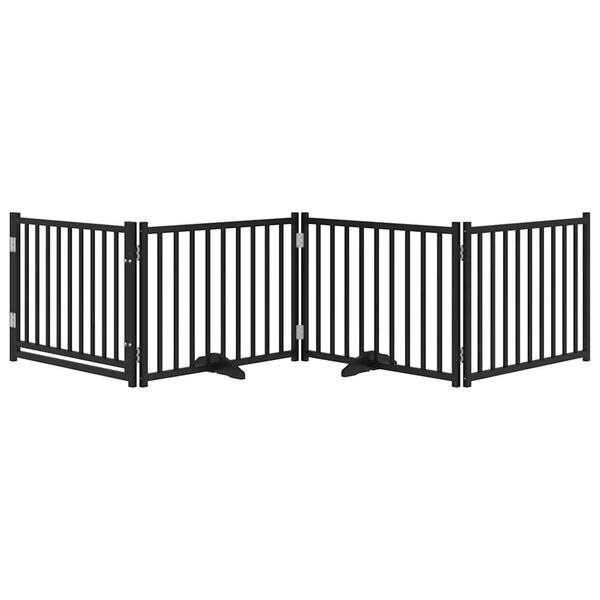 vidaXL Barri&egrave;re pour chiens avec porte 4 panneaux bois de sapin massif