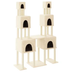 vidaXL Arbre &agrave; chat avec griffoirs en sisal Cr&egrave;me 199 cm