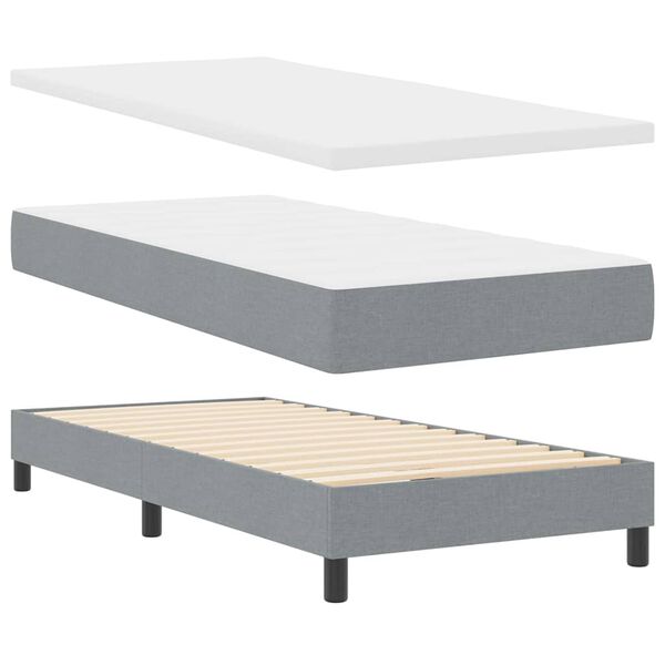 vidaXL Lit &agrave; ressorts avec t&ecirc;te de lit Gris clair 200 x 100 cm tissu