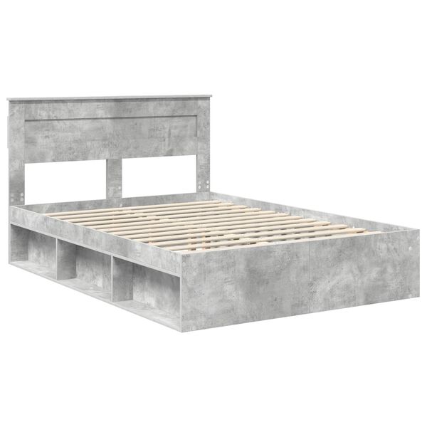 vidaXL Cadre de lit Gris B&eacute;ton 150 x 200 cm Bois de pin massif