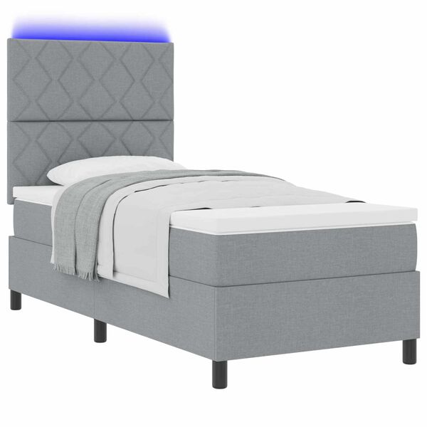 vidaXL Lit &agrave; ressorts avec matelas Gris clair 100 x 200 cm tissu