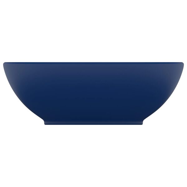 vidaXL Lavabo ovale de luxe Bleu foncé mat 40x33 cm Céramique