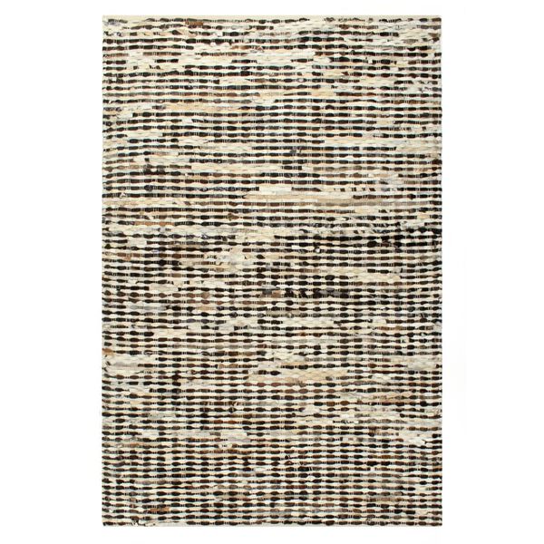 vidaXL Tapis &agrave; poils Cuir v&eacute;ritable 80x150 cm Noir/Blanc