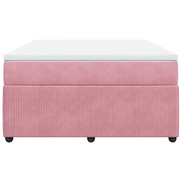 vidaXL Sommier &agrave; lattes de lit avec matelas Rose 160x200 cm Velours
