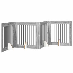 vidaXL Porte de chien pliable avec supports 4 pc Sonoma gris 321 cm