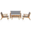 vidaXL Chaises de jardin avec table 4 pcs Noir 90 x 45 x 40 cm