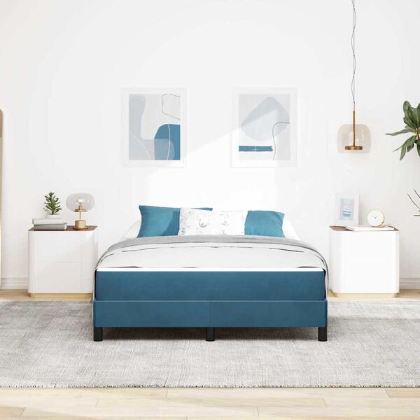 vidaXL Lit &agrave; ressorts avec matelas Bleu fonc&eacute; 140 x 200 cm tissu