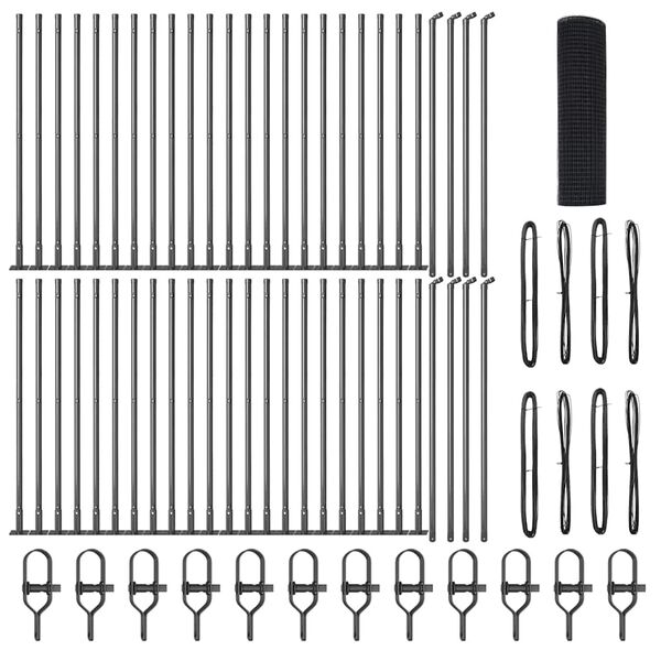 vidaXL Poteau de cl&ocirc;ture. Gris 100 x 1 m (maille de 16 x 16 mm)