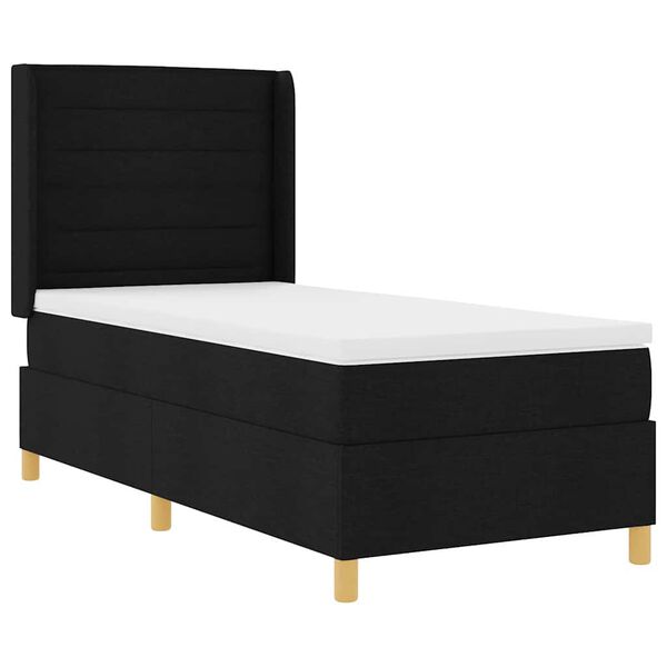 vidaXL Lit &agrave; ressorts avec matelas Noir 80 x 200 cm tissu