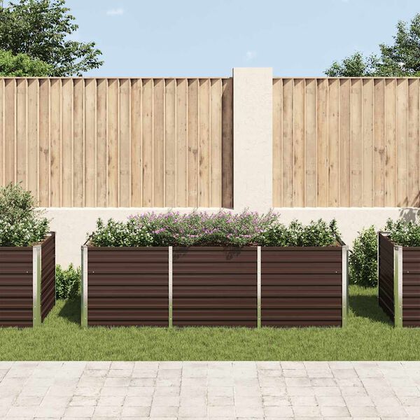 vidaXL Lit surélevé de jardin Marron 240x80x77 cm Acier galvanisé