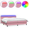 vidaXL Sommier &agrave; lattes de lit avec matelas et LED rose 180x220 cm velours