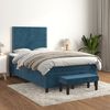 vidaXL Sommier &agrave; lattes de lit et matelas bleu fonc&eacute; 120x190cm velours