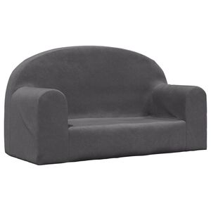 vidaXL Canap&eacute; pour enfants 2 places anthracite peluche douce
