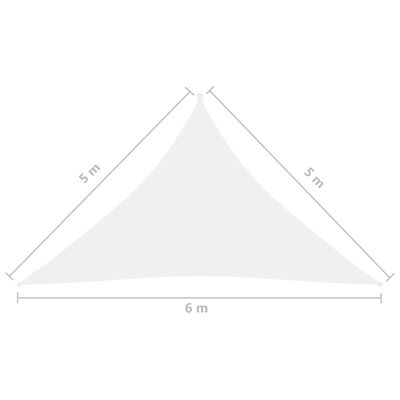 vidaXL Voile de parasol tissu oxford triangulaire 5x5x6 m blanc