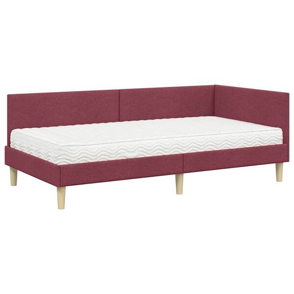 vidaXL Cadre de lit d'angle avec matelas Autre 2 pcs Gris tissu