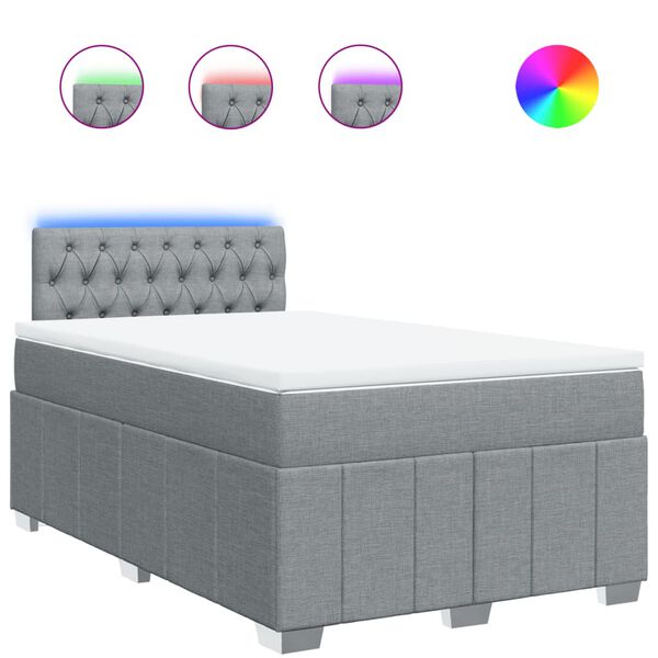 vidaXL Sommier &agrave; lattes de lit et matelas gris clair 120x190 cm tissu