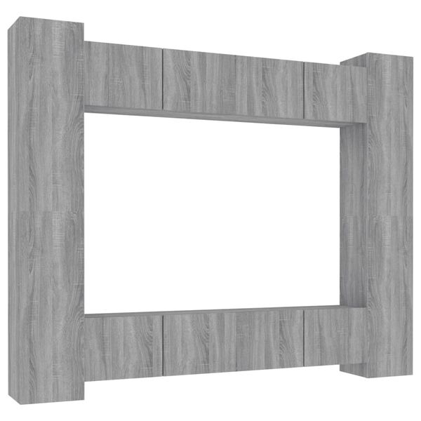 vidaXL Ensemble de meubles TV 8 pcs Sonoma gris Bois d'ing&eacute;nierie