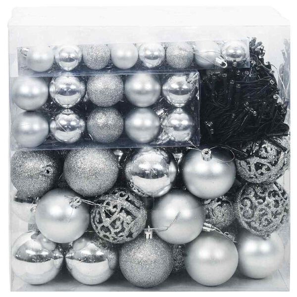 vidaXL Ensemble de Boules de No&euml;l 120 pcs Argent Plastique