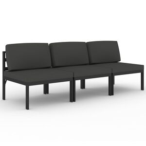 vidaXL Canap&eacute; de jardin 3 places avec coussins Aluminium Anthracite