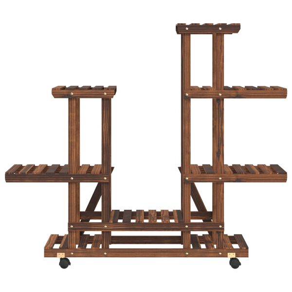 vidaXL Support à fleurs avec roues 95x25x101 cm bois massif de sapin