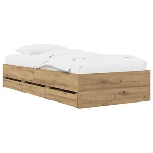 vidaXL Cadre de lit avec rangement Ch&ecirc;ne artisanal Bois d'ing&eacute;nierie