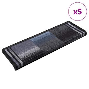 vidaXL Tapis d'escalier autoadh&eacute;sifs 5 pcs 65x21x4 cm Noir et gris