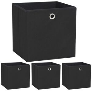 vidaXL Bo&icirc;te de rangement 4 pcs Tissu non-tiss&eacute; 32x32x32 cm Noir