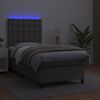 vidaXL Sommier &agrave; lattes de lit avec matelas et LED Gris 90x200 cm