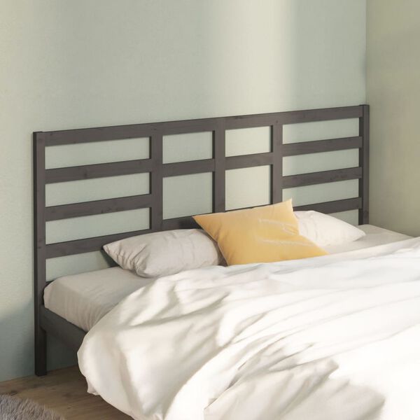 vidaXL T&ecirc;te de lit Gris 186x4x104 cm Bois massif de pin
