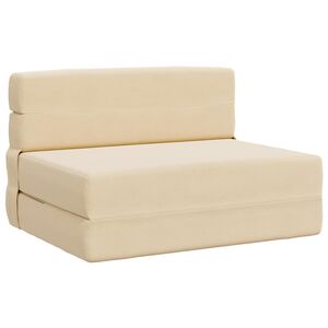 vidaXL Canap&eacute;-lit pliable Cr&egrave;me 100 x 80 x 60 cm Tissu