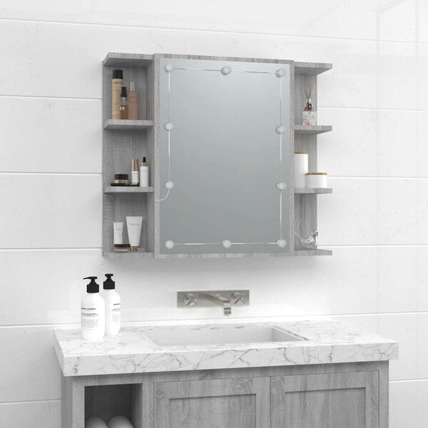 vidaXL Armoire à miroir avec LED Sonoma gris 70x16,5x60 cm
