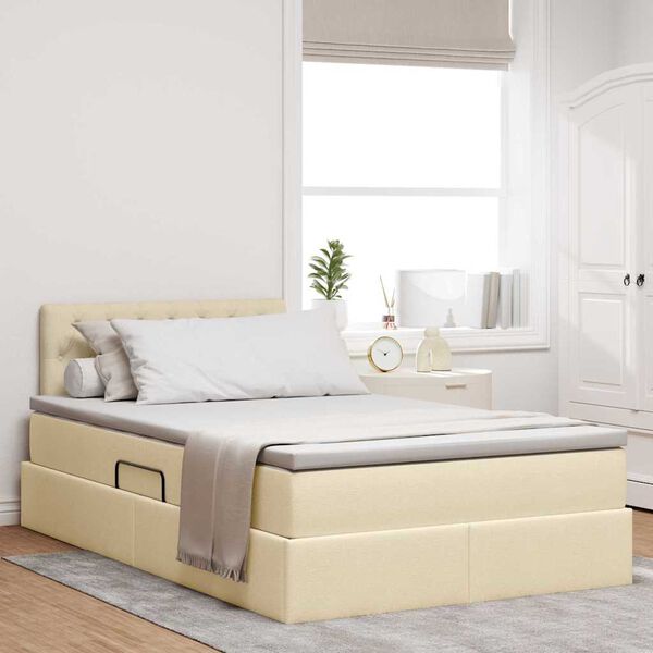 vidaXL Lit avec rangement et matelas avec matelas Cr&egrave;me 120 x 200 cm