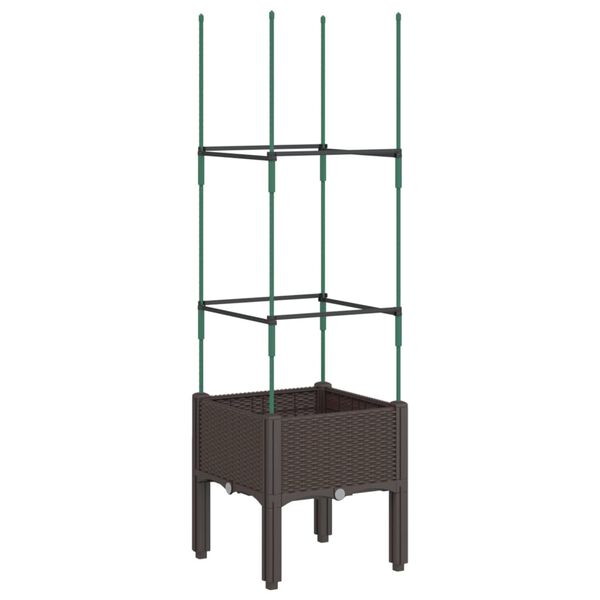 vidaXL Jardini&egrave;re avec treillis marron 40x40x142,5 cm PP
