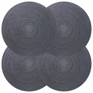 vidaXL Placemets en jute 4 pc Gris fonc&eacute; 100 % jute Tossa