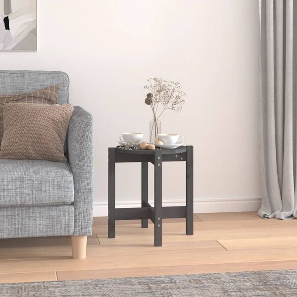 vidaXL Table basse Gris &Oslash; 42,5x45 cm Bois massif de pin