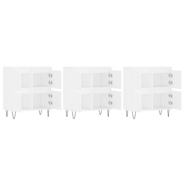 vidaXL Buffets 3 pcs Blanc Bois d'ing&eacute;nierie