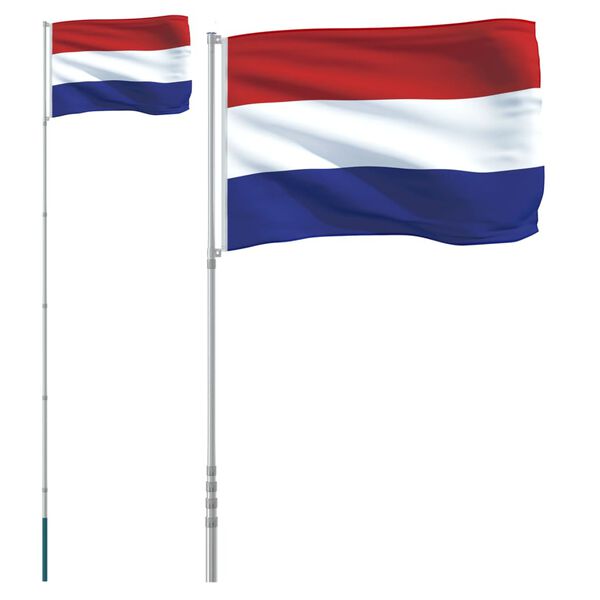 vidaXL Drapeau des Pays-Bas et m&acirc;t 5,5 m Aluminium