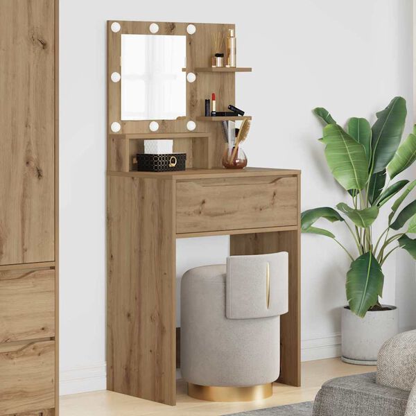 vidaXL Tables de maquillage pour chambre avec tiroir Ch&ecirc;ne artisanal