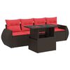vidaXL Salon de jardin avec coussins 5pcs marron r&eacute;sine tress&eacute;e acacia