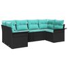 vidaXL Ensemble de canap&eacute; de jardin 6 pc Noir Poly rotin
