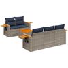 vidaXL Salon de jardin 6 pcs avec coussins gris r&eacute;sine tress&eacute;e