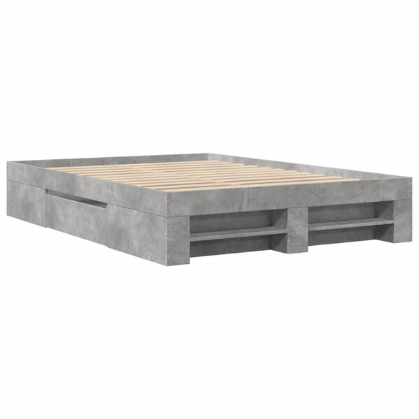 vidaXL Cadre de lit sans matelas gris b&eacute;ton 120x200 cm bois ing&eacute;nierie