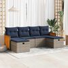 vidaXL Salon de jardin 6 pcs avec coussins gris r&eacute;sine tress&eacute;e