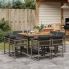 vidaXL Ensemble &agrave; manger de jardin 9 pcs coussins gris r&eacute;sine tress&eacute;e