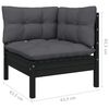 vidaXL Salon de jardin 9 pcs avec coussins Noir Bois de pin